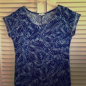 Bright Blue, Navy, and white short sleeved top.